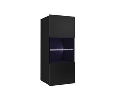 Konsimo Sp. z o.o. Sp. k. Nástěnná skříňka s LED osvětlením PAVO 117x45 cm lesklá černá