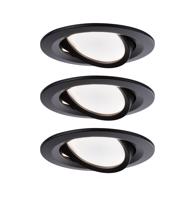 PAULMANN LED vestavné svítidlo Nova kruhové 3x6,5W teplá bílá černá/mat výklopné 3ks sada 944.71 94471