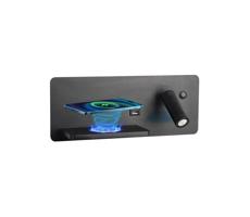 08288L-LED Nástěnné svít. s pol., USB a bezdr. nab. LED/3W/230V + LED/3W