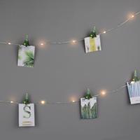 ACA Lighting "12 vánočních stromečkových klipsů", 25 LED WW stříbrný měďený drát, dekorační řetěz na baterie (3xAA), IP20, 240 plus 30cm, čirý přívodní kabel X05251112 Teplá bílá