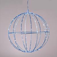 ACA Lighting D30CM stříbrná koule 144 LED, modrá, 220-240V, IP44, 3m transparentní napájecí kabel X0614464226 Čirá