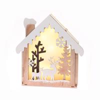 ACA Lighting dřevěná dekorace domeček 8 MINI LED na baterie (2xAA), WW, IP20, 28.5X4.5X30.5cm X06811218 Teplá bílá