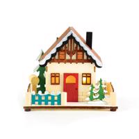ACA Lighting dřevěná dekorace domek 2 LED WW na baterie (1xCR2032) IP20 15x9X13cm X0721758 Teplá bílá