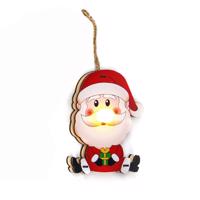 ACA Lighting dřevěná závěsná dekorace santa, 1 LED, na baterie (1xCR2032), WW, IP20, 7x2.3x10cm X0711668 Teplá bílá