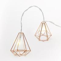 ACA Lighting "kovové diamanty", 10 LED dekorační řetěz na baterie (3xAA) plus časovač (6ON/18OFF), teplá bílá, měď, kov, IP20, 135 plus 30cm čirý přívodní kabel FMCDIAM10WW2AT Teplá bílá Čirá