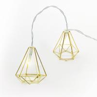 ACA Lighting "kovové diamanty", 10 LED dekorační řetěz na baterie (3xAA), teplá bílá, zlatá, kov, IP20, 135 plus 30cm čirý přívodní kabel FMGDIAM10WW2A Teplá bílá Čirá