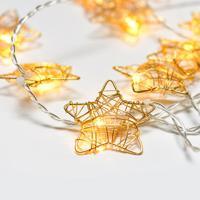 ACA Lighting "kovové hvězdy", 10 LED dekorační řetěz na baterie (3xAA) plus časovač (6ON/18OFF), teplá bílá, zlatá, kov, IP20, 135 plus 30cm čirý přívodní kabel XMGSTAR10WW2AT Teplá bílá Čirá