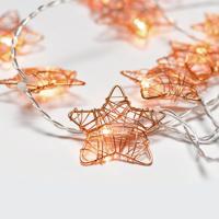 ACA Lighting "kovové hvězdy", 10 LED dekorační řetěz na baterie (3xAA), teplá bílá, měď, kov, IP20, 135 plus 30cm čirý přívodní kabel X061011231 Teplá bílá Čirá