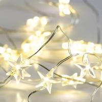 ACA Lighting LED dekorační řetěz s hvězdičkami 2m, 20LED, 2xAA, teplá bílá, bez funkcí, stříbrná měď [X01201112] Teplá bílá Čirá