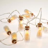ACA Lighting ”MINI skleněné lahve" bílé stromky, 10 LED dekorační řetěz na baterie (2xAA) teplá bílá IP20 135 plus 30cm čirý přívodní kabel XJ10WW2A Teplá bílá Čirá