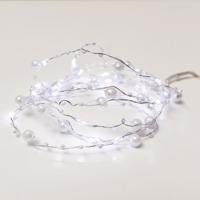 ACA Lighting "perličky" 20 LED dekorační řetěz studená bílá, stříbrný měďený drát na baterie 2xAA IP20 2m plus 10cm 1.2W XSW20W2APEARL Studená bílá