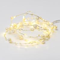 ACA Lighting "perličky" 20 LED dekorační řetěz teplá bílá, stříbrný měďený drát na baterie 2xAA IP20 2m plus 10cm 1.2W X01201111 Teplá bílá