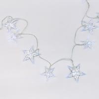 ACA Lighting "plastové hvězdy", 10 LED dekorační řetěz na baterie (3xAA), CW, IP20, 135 plus 30cm, čirý přívodní kabel X061021242 Studená bílá Čirá