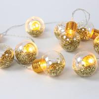 ACA Lighting "skleněné zlaté LED žárovky" 10 LED dekorační řetěz na baterie (2xAA), WW, IP20, 135 plus 30cm, čirý přívodní kabel X07101137 Teplá bílá Čirá