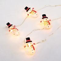 ACA Lighting "sněhulák" 15 mini LED dekorační řetěz, WW, stříbrný měďený drát, na baterie (2xAA), IP20, 140 plus 30cm čirý přívodní kabel X07151102 Teplá bílá