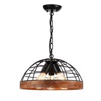 ACA Lighting závěsné svítidlo 3XE27 dřevo plus černá D40XH120CM TESLA EG843P40B