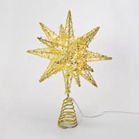 ACA Lighting zlatá hvězda na stromeček 20 MINI WW LED na baterie 3xAA, IP20 28x5x20cm X112011272 Teplá bílá