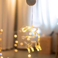 ACA Lightning LED vánoční sob do okna, teplá bílá barva, IP20, 3xAAA, přísavka Teplá bílá