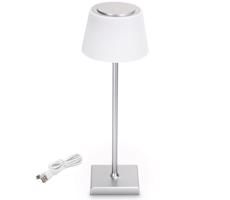 B.V. - LED Venkovní stmívatelná nabíjecí lampa 4W/5V 3600mAh bílá/chrom IP54