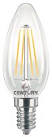 CENTURY LED FILAMENT SVÍČKA ČIRÁ 4W E14 4000K 470Lm 360d 35x98mm IP20 CEN INM1-041440 Teplá bílá Čirá