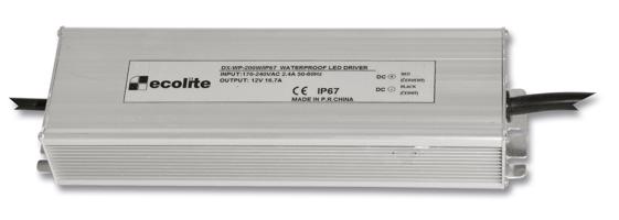 Ecolite El. trafo,230V-12V,16.7A,200W DX-WP-200W/IP67