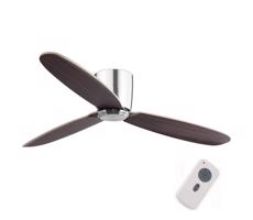 FARO Barcelona FARO 33472N - Stropní látor NIAS chrom/hnědá pr. 132 cm + dálkové ovládání