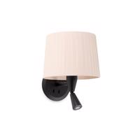 FARO SAMBA černá/skládaná béžová nástěnná lampa se čtecí lampičkou