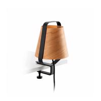 FARO STOOD černá a dřevěná stolní lampa s klipem