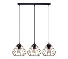 HEXE Lustr na lanku CEED GOLD 3xE27/60W/230V černá/zlatá