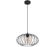 HEXE Lustr na lanku CORRINI 1xE27/60W/230V pr. 34 cm černá/čirá