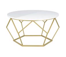 HowHomely Konferenční stolek DIAMOND 40x70 cm mosaz/bílá