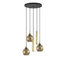Keter Lighting Lustr na lanku CALYPSO 2xGU10/60W/230V + 3xE27/60W černá/zlatá