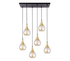 Keter Lighting Lustr na lanku LACRIMA HONEY 6xE27/60W/230V černá/zlatá/kouřová béžová