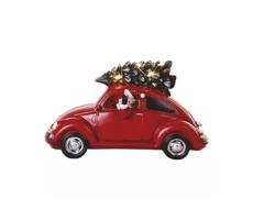 LED červené auto se Santou, 12,5 cm, 3x AA, vnitřní, teplá bílá
