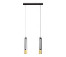LED Lustr na lanku BARS 2xGU10/4,8W/230V černá/zlatá