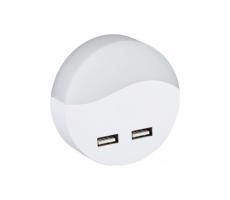 LED Noční světlo se senzorem soumraku do zásuvky 2xUSB LED/0,45W/230V 3000K