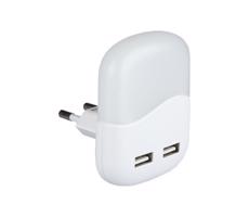 LED Noční světlo se senzorem soumraku do zásuvky 2xUSB LED/0,45W/230V 4000K