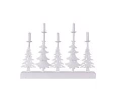 LED svícen – vánoční stromy se svíčkami, 24 cm, 2x AA, vnitřní, teplá bílá, časovač