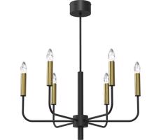 Lustr na lanku AKASYA 6xE14/15W/230V černá/zlatá