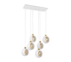 Lustr na lanku CYKLOP 6xE27/60W/230V bílá