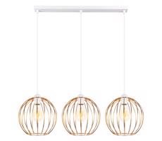 Lustr na lanku MATT 3xE27/60W/230V bílá/měděná