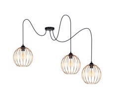 Lustr na lanku MATT 3xE27/60W/230V pavouk černá/měděná