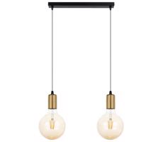 Lustr na lanku MIROS 2xE27/60W/230V černá/zlatá