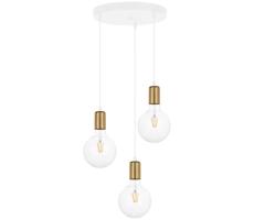 Lustr na lanku MIROS 3xE27/60W/230V kulatý bílá/zlatá