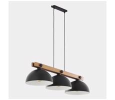 Lustr na lanku OSLO 3xE27/60W/230V černá/dřevo