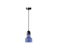 Lustr na lanku TERRAZZO 1xE27/60W/230V pr. 12 cm modrá