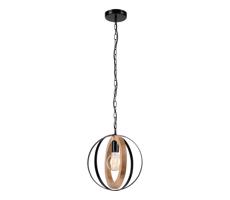 Lustr na řetězu ONDA 1xE27/15W/230V černá/dub