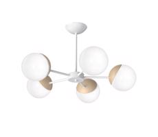 Lustr na tyči SFERA WOOD 5xE14/40W/230V bílá