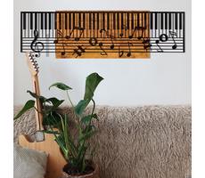 Nástěnná dekorace 100x30 cm klavír dřevo/kov