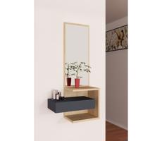 Nástěnné zrcadlo s policí STELLA 90x49 cm hnědá/antracit